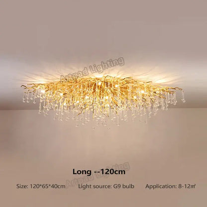 Modern crystal teardrop gold chandelier for elegant living room