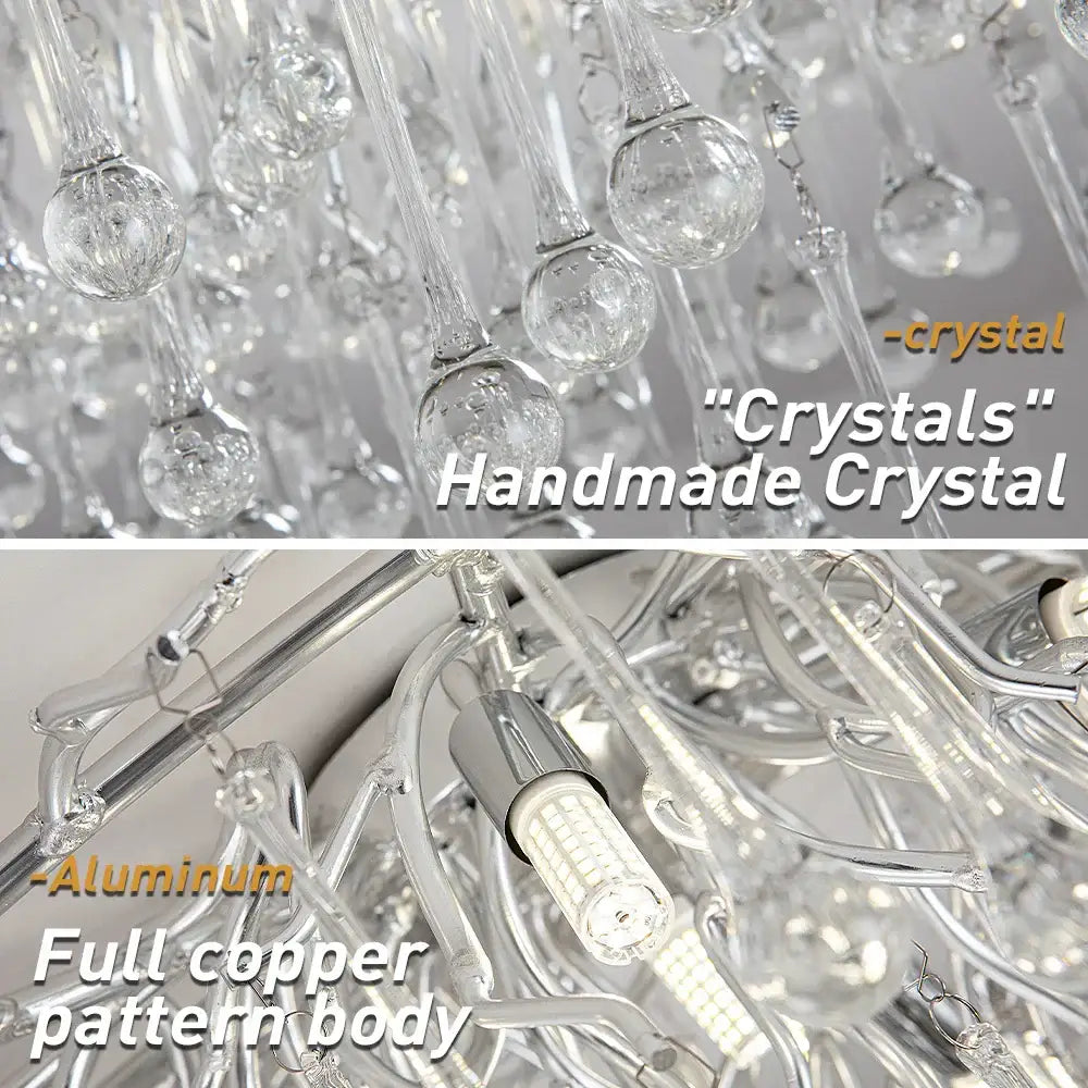 Modern crystal teardrop gold chandelier for elegant living room