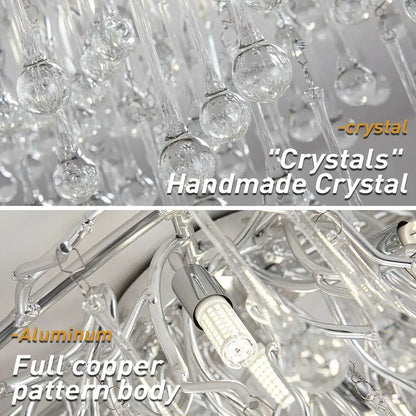 Modern crystal teardrop gold chandelier for elegant living room