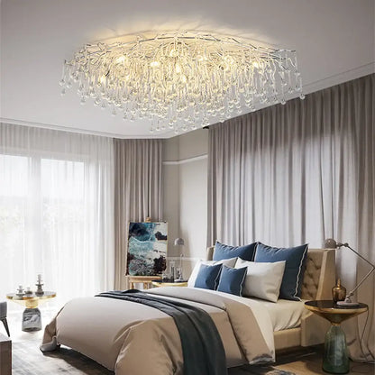 Modern crystal teardrop gold chandelier for elegant living room