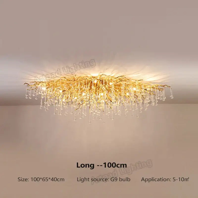 Modern crystal teardrop gold chandelier for elegant living room