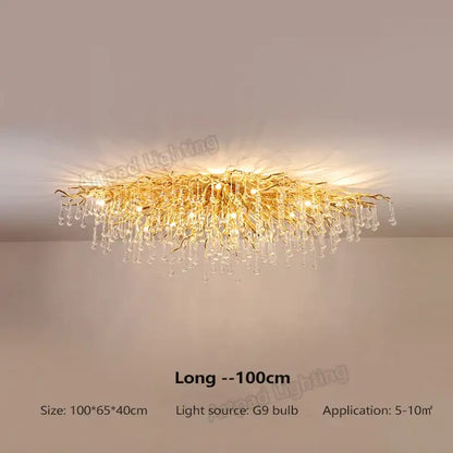 Modern crystal teardrop gold chandelier for elegant living room