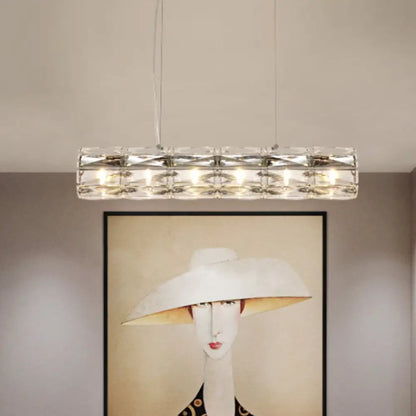 DecorBites™ Modern Crystal Tube Island Light with 6/8 Bulb Suspension - Clear and Stylish