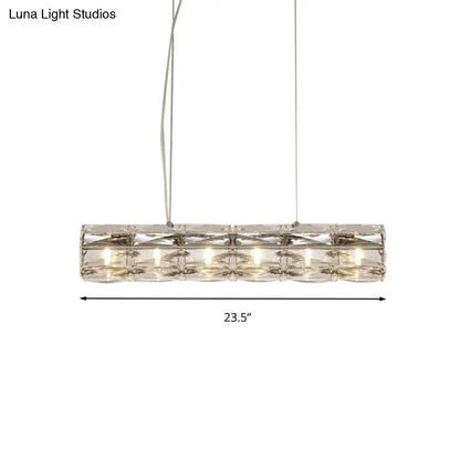 DecorBites™ Modern Crystal Tube Island Light with 6/8 Bulb Suspension - Clear and Stylish