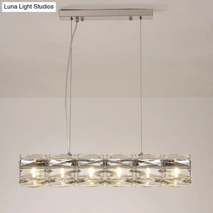 DecorBites™ Modern Crystal Tube Island Light with 6/8 Bulb Suspension - Clear and Stylish