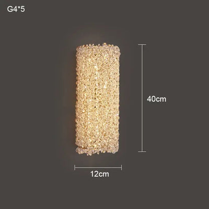 Modern crystal wall lamp bedroom rectangular gold sconce