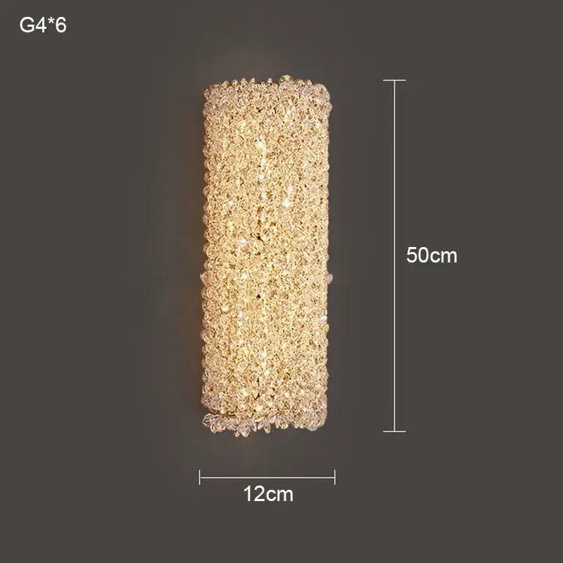 Modern crystal wall lamp bedroom rectangular gold sconce