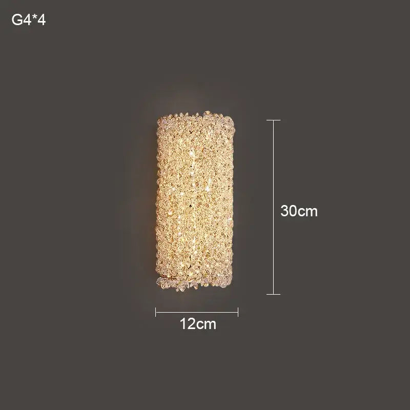 Modern crystal wall lamp bedroom rectangular gold sconce