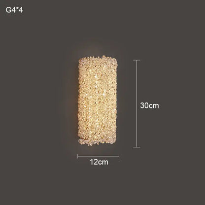 Modern crystal wall lamp bedroom rectangular gold sconce