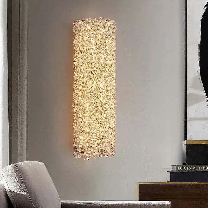 Modern crystal wall lamp bedroom rectangular gold sconce