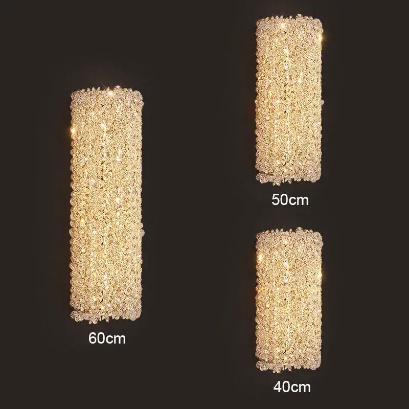 Modern crystal wall lamp bedroom rectangular gold sconce