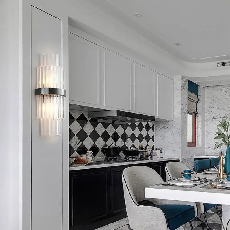 Modern crystal wall lamp gold & chrome sconce for living room
