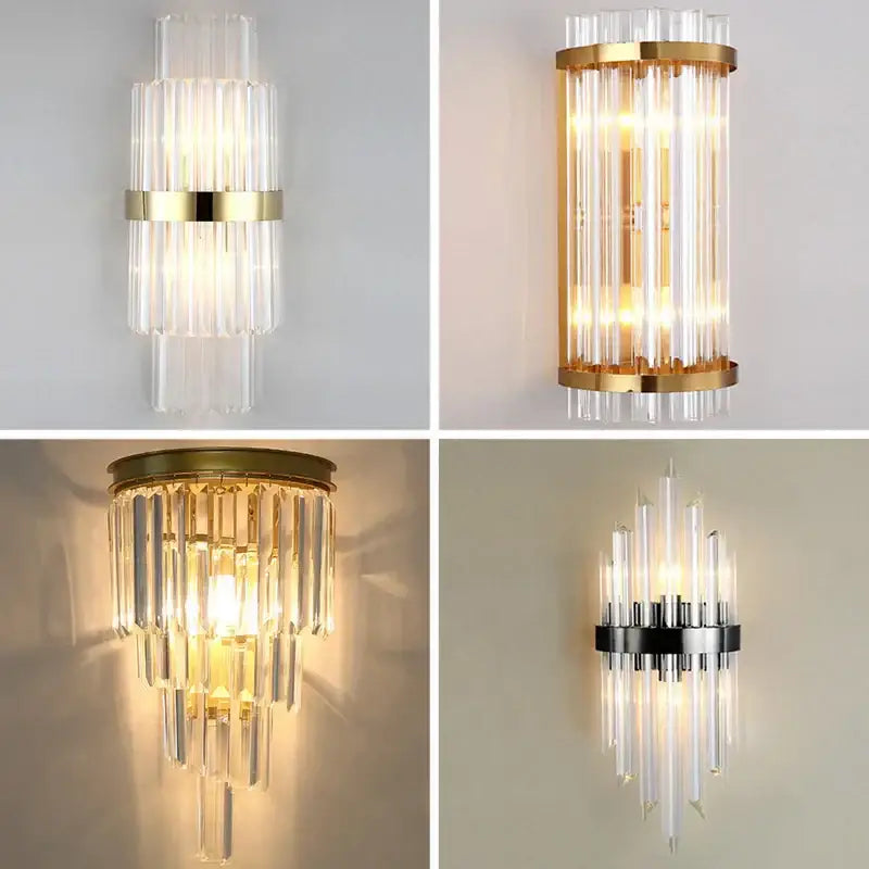 Modern crystal wall lamp gold & chrome sconce for living room