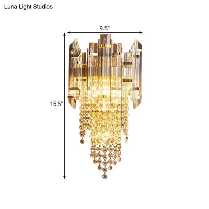 DecorBites™ Modern Crystal Wall Sconce - Gold Tiered Mounted Lamp with 1 Bulb for Bedside