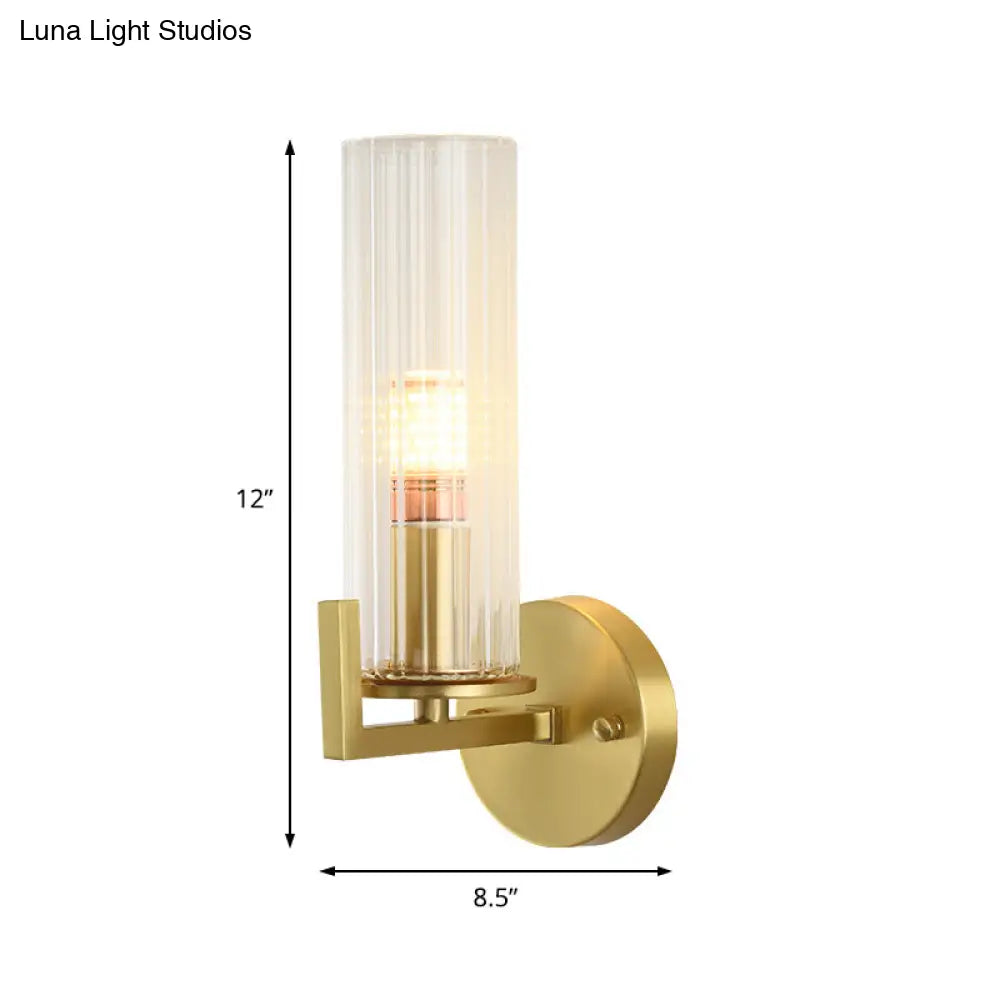 DecorBites™ Modern Crystal Wall Sconce with Brass Finish - 1 Light Fixture for Bedroom