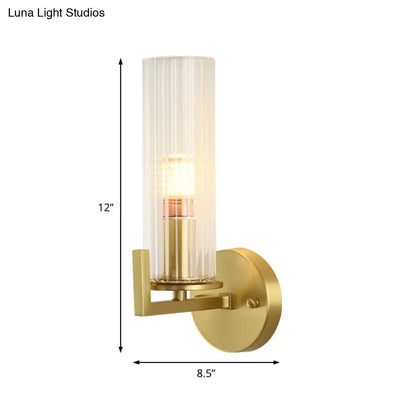 DecorBites™ Modern Crystal Wall Sconce with Brass Finish - 1 Light Fixture for Bedroom