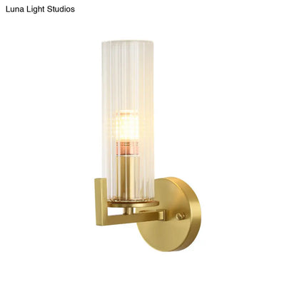 DecorBites™ Modern Crystal Wall Sconce with Brass Finish - 1 Light Fixture for Bedroom