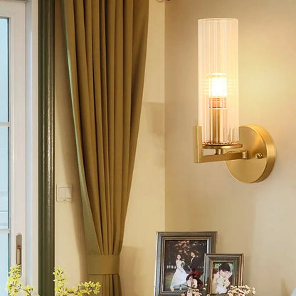 DecorBites™ Modern Crystal Wall Sconce with Brass Finish - 1 Light Fixture for Bedroom