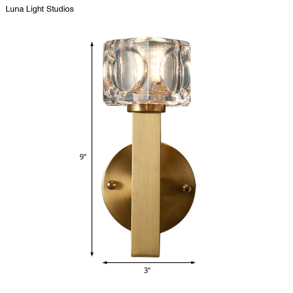 DecorBites™ Modern Crystal Wall Sconce with Brass Finish and 1/2 Lights