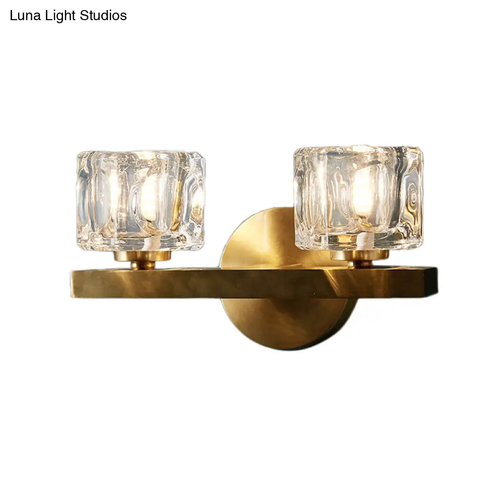 DecorBites™ Modern Crystal Wall Sconce with Brass Finish and 1/2 Lights