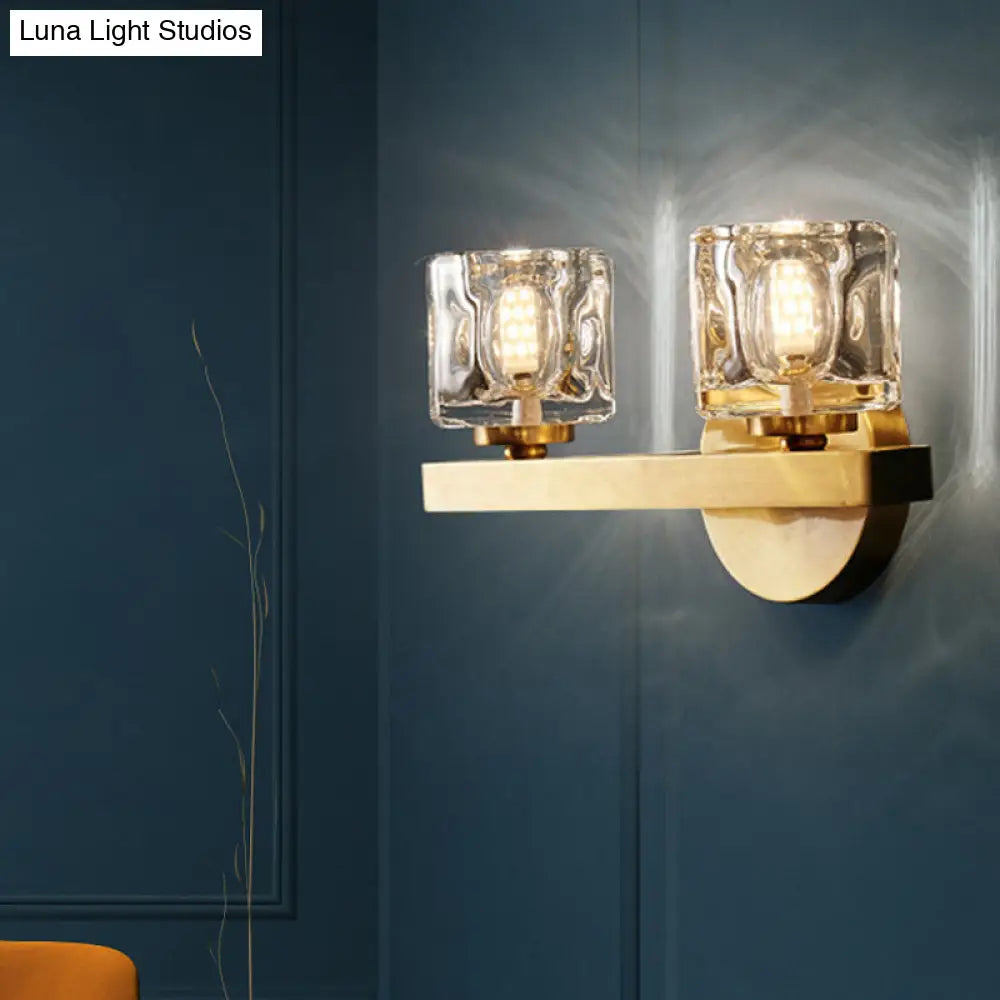 DecorBites™ Modern Crystal Wall Sconce with Brass Finish and 1/2 Lights
