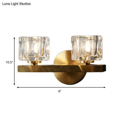 DecorBites™ Modern Crystal Wall Sconce with Brass Finish and 1/2 Lights