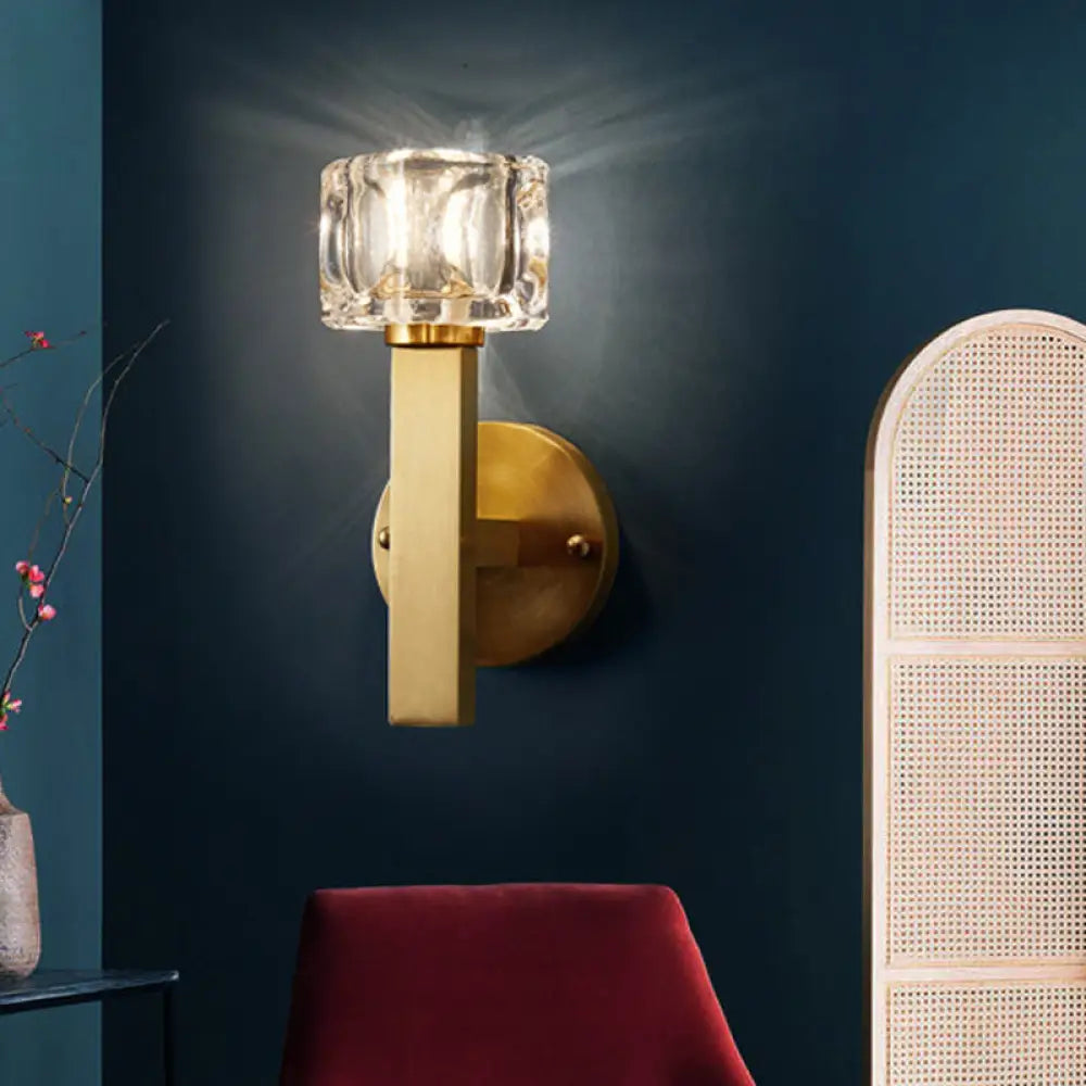 DecorBites™ Modern Crystal Wall Sconce with Brass Finish and 1/2 Lights