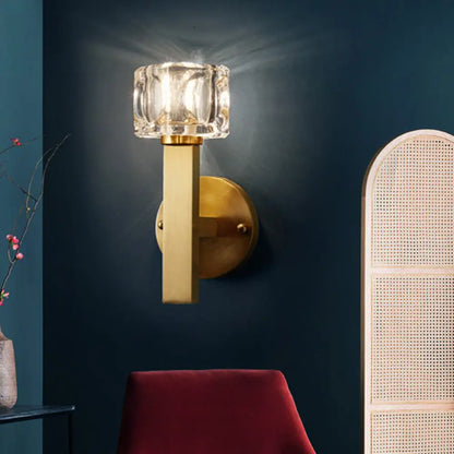 DecorBites™ Modern Crystal Wall Sconce with Brass Finish and 1/2 Lights