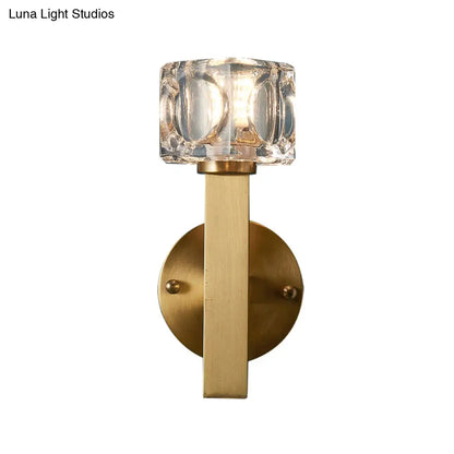 DecorBites™ Modern Crystal Wall Sconce with Brass Finish and 1/2 Lights