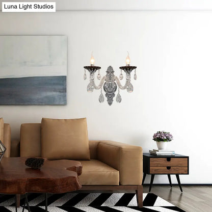 DecorBites™ Modern Crystal Wall Sconce with Silver Candle Design - Ideal for Bedroom Lighting