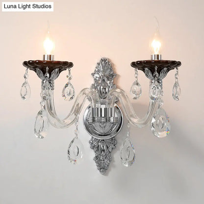DecorBites™ Modern Crystal Wall Sconce with Silver Candle Design - Ideal for Bedroom Lighting