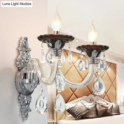DecorBites™ Modern Crystal Wall Sconce with Silver Candle Design - Ideal for Bedroom Lighting