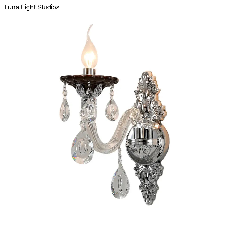 DecorBites™ Modern Crystal Wall Sconce with Silver Candle Design - Ideal for Bedroom Lighting