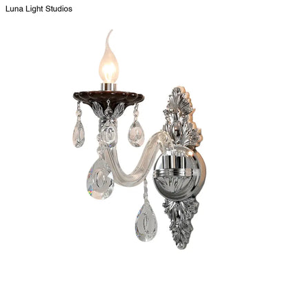 DecorBites™ Modern Crystal Wall Sconce with Silver Candle Design - Ideal for Bedroom Lighting