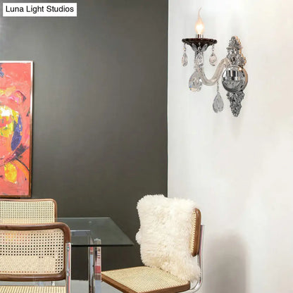 DecorBites™ Modern Crystal Wall Sconce with Silver Candle Design - Ideal for Bedroom Lighting