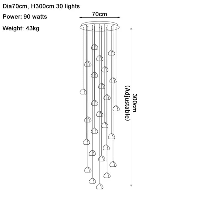 Modern crystal water droplet chandelier staircase pendant light