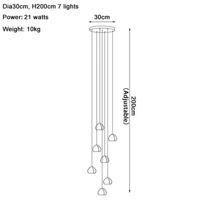 Modern crystal water droplet chandelier staircase pendant light