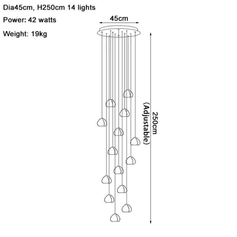 Modern crystal water droplet chandelier staircase pendant light