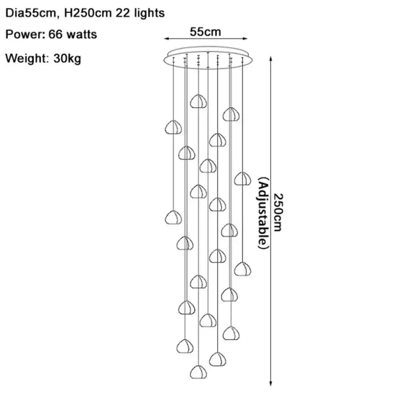 Modern crystal water droplet chandelier staircase pendant light
