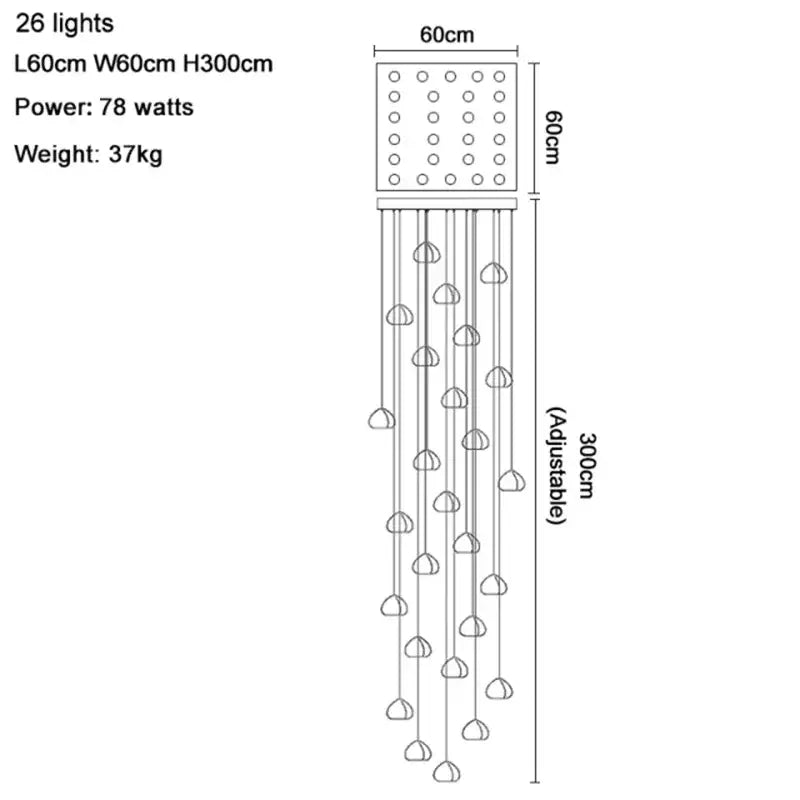 Modern crystal water droplet chandelier staircase pendant light
