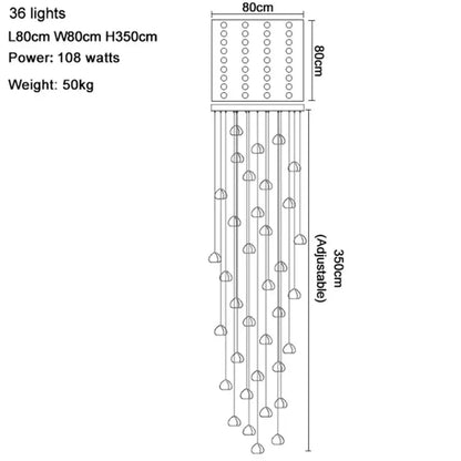 Modern crystal water droplet chandelier staircase pendant light