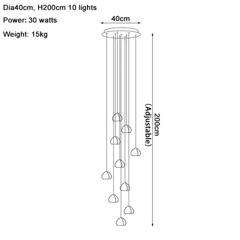 Modern crystal water droplet chandelier staircase pendant light