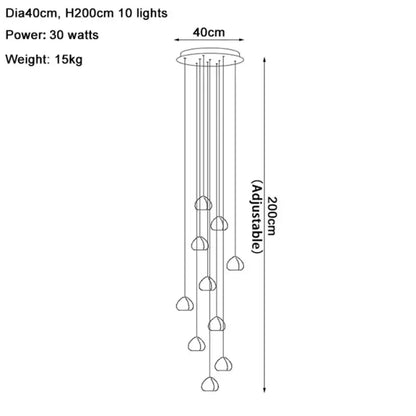 Modern crystal water droplet chandelier staircase pendant light