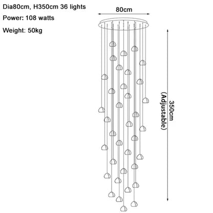 Modern crystal water droplet chandelier staircase pendant light