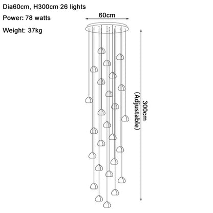Modern crystal water droplet chandelier staircase pendant light
