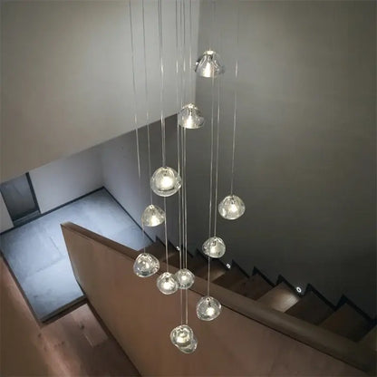 Modern crystal water droplet chandelier staircase pendant light