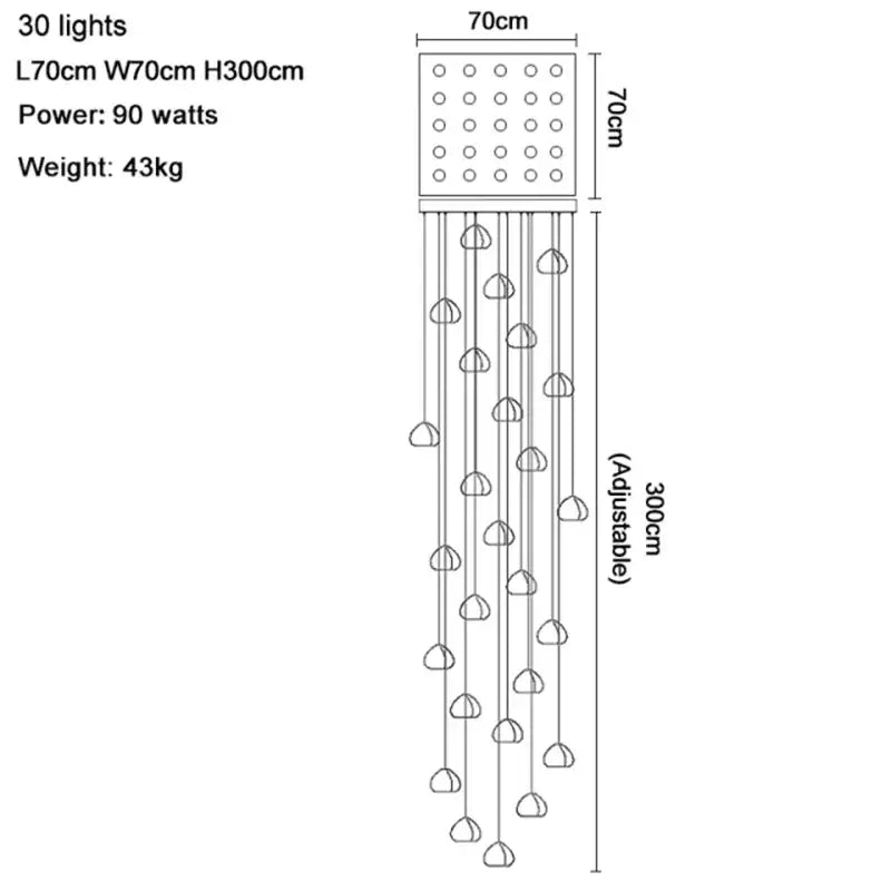 Modern crystal water droplet chandelier staircase pendant light
