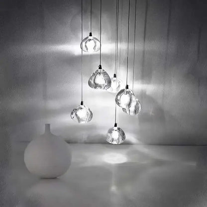 Modern crystal water droplet chandelier staircase pendant light