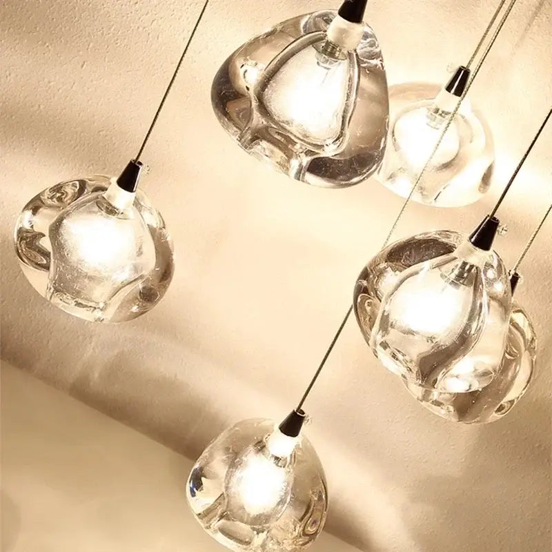 Modern crystal water droplet chandelier staircase pendant light
