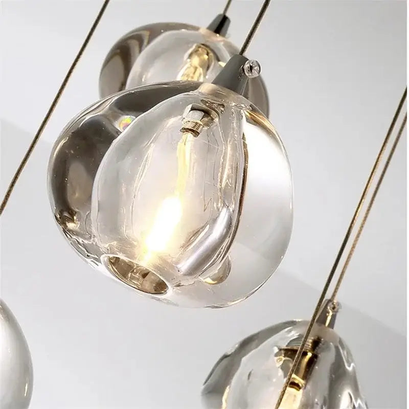 Modern crystal water droplet chandelier staircase pendant light